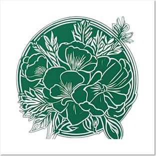 Emerald Bloom - Floral Circle Art No. 931 Posters and Art